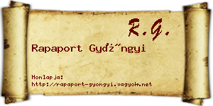 Rapaport Gyöngyi névjegykártya